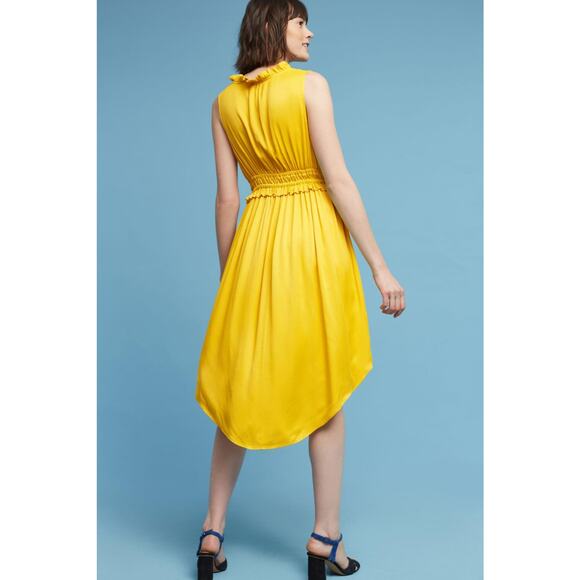 NEW Anthropologie Maeve La Habana Mango Yellow Ruffle Sleeveless Midi Dress L - Picture 2 of 10